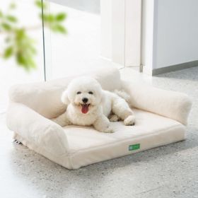 MEWOOFUN Orthopedic Dog Bed For Small Or Medium Dogs - 34.6 Inches Egg Foam Sofa With Removable Washable Cover & Non-Slip Bottom, Large, Beige