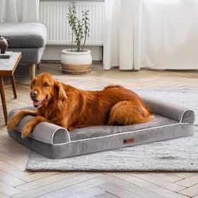 MEWOOFUN Orthopedic Dog Bed For Large Dogs - XL Egg Crate Foam Mattress With Removable Washable Cover, Waterproof Pet Couch Bed Grey, Extra Large