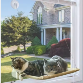 US LOCAL STOCK Hiphoppet Best Selling Washable Window-Mounted Sucker Cat Hammock Cat Nest Seat Elaxing Spot To Lounge For Cats (Option: Gray-55X35cm)