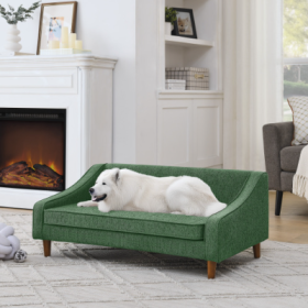 Durable Elevated Dog Sofa Bed,Pet Sofa With Modern Irregular Armrest Design,Comfortable Soft Dog Sofa (Color: Green)